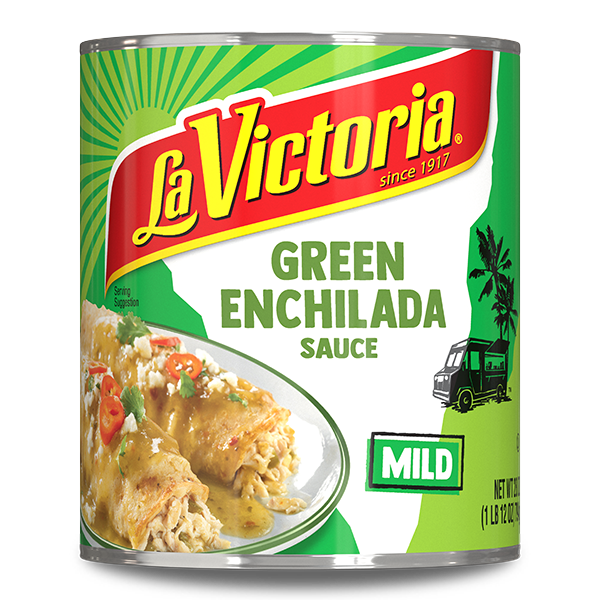 La Victoria green enchilada sauce mild 28 oz can.