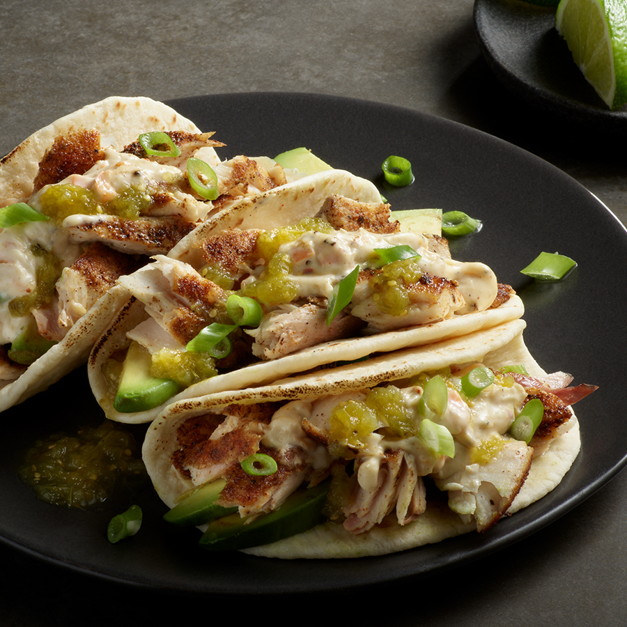 grilled fish tacos with guac salsa