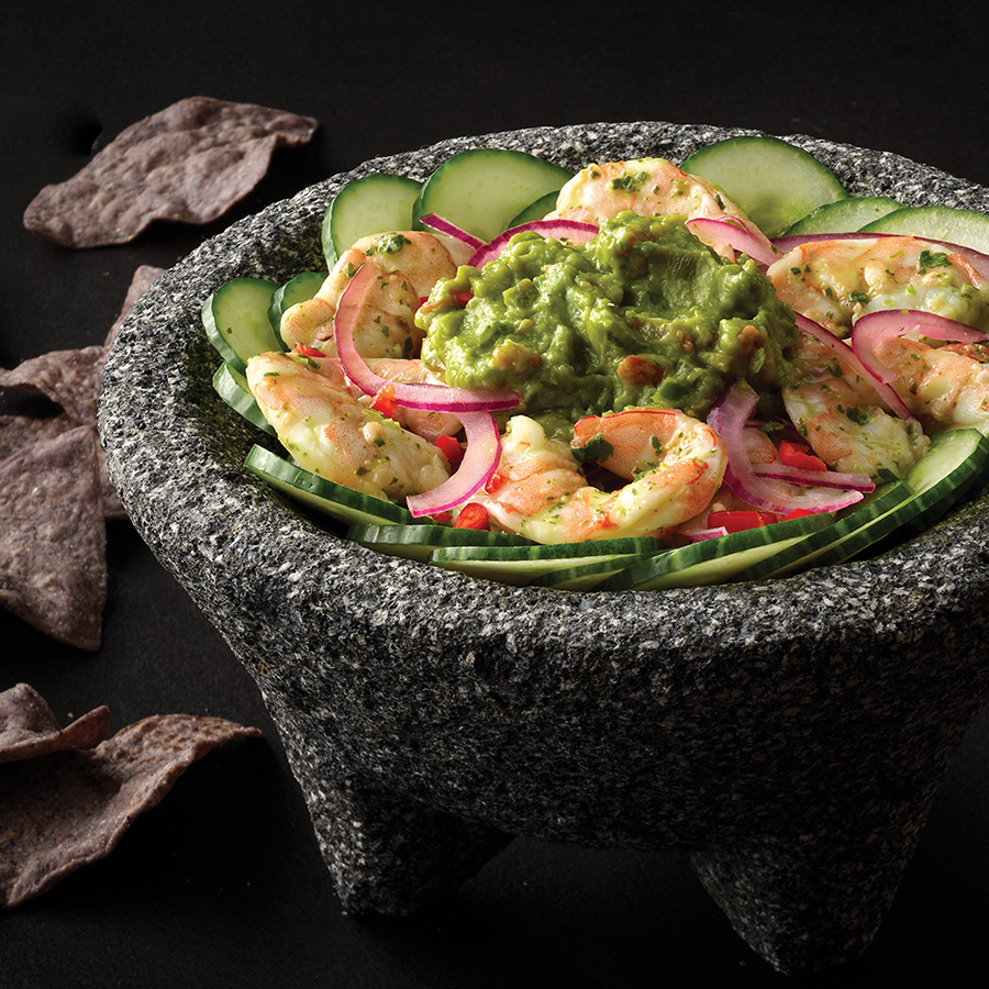 shrimp aguachile with guacamole